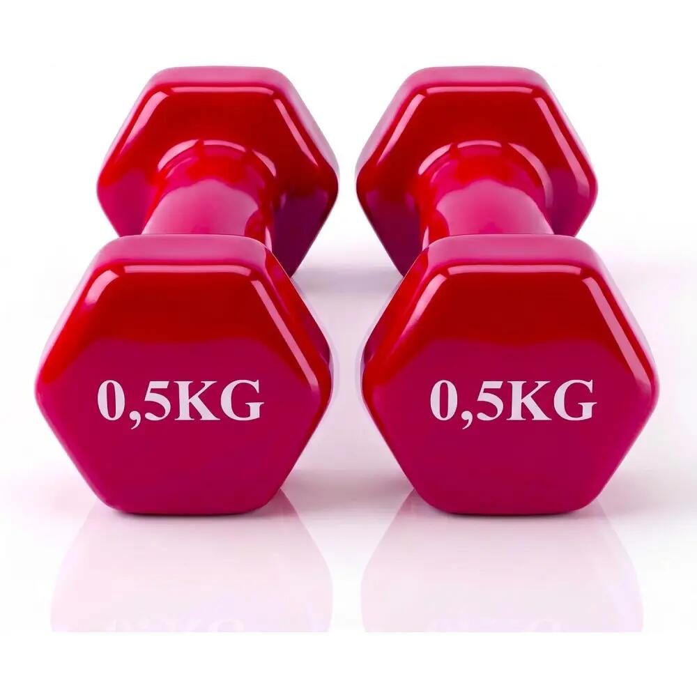 2 halteres de 0,5 kg - 500 g - Cabo de vinil macio para exercício 2/4