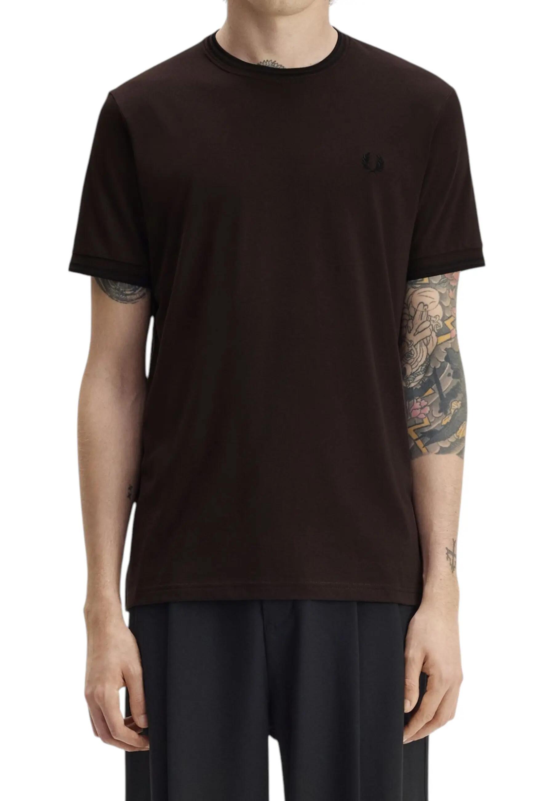 T-shirt com dupla bainha contrastante Fred Perry 1/7