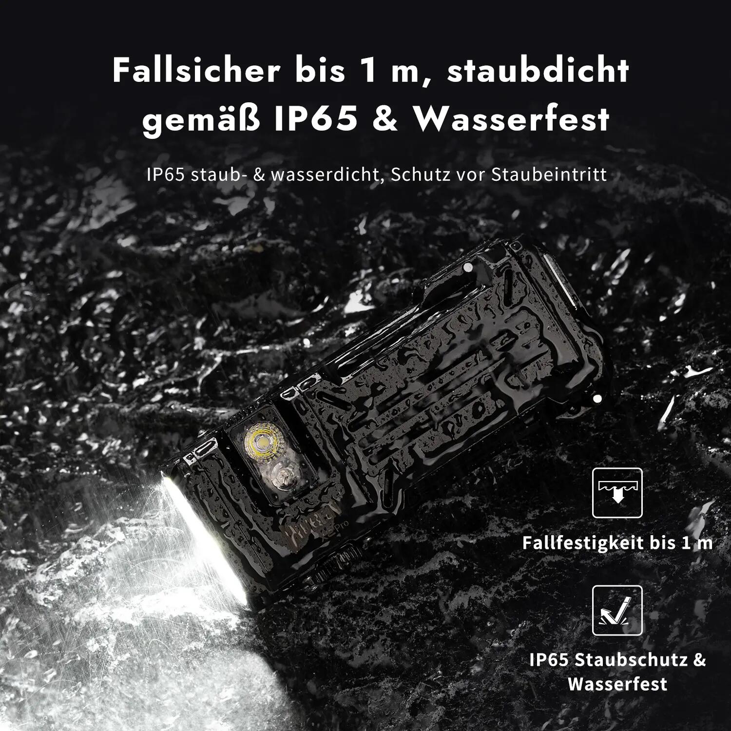 Wandern – Lampe mit Weiß- und Rotlicht, 1500 lm, Schwarz – WUBEN X2 Pro+ 14/15