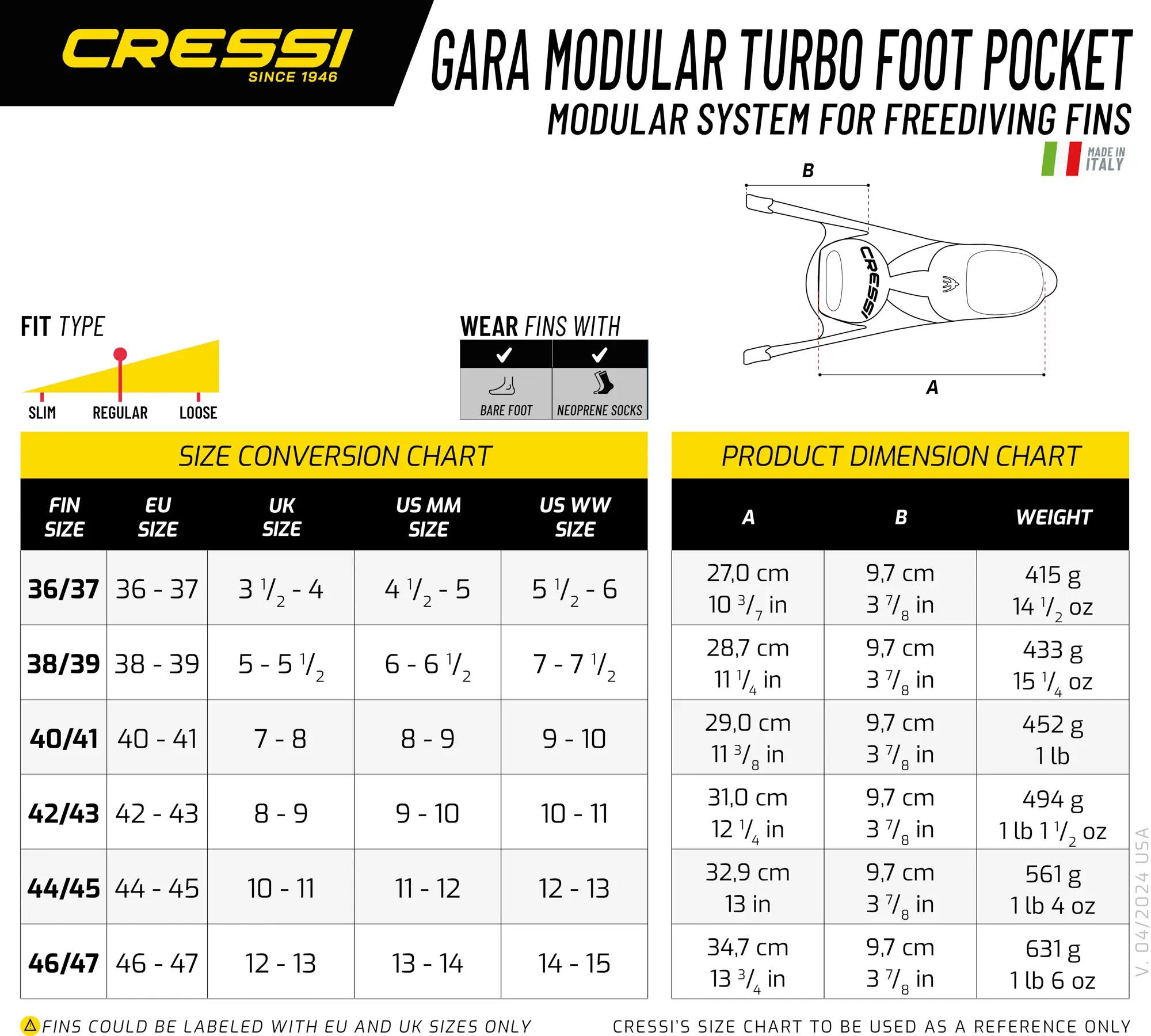 Tauchflossen Cressi Gara Turbo Flex Schwarz 5/6