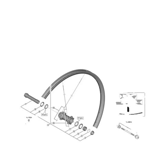 Axe de cadre Shimano M8000 Tubeless F15 Aluminium
