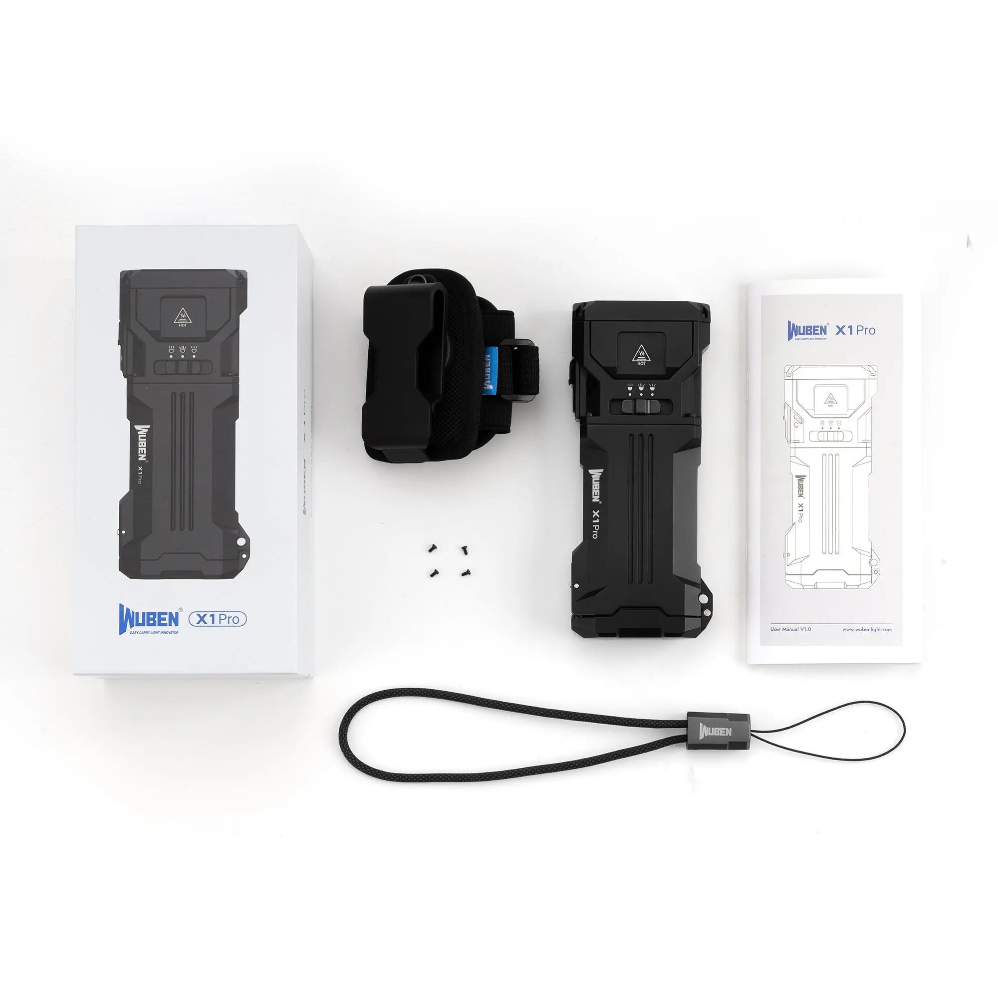 Wandern – Taschenlampe mit Spot- und Flutlicht, 12300 lm, Schwarz – WUBEN X1 Pro 15/15
