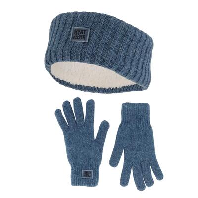 Winterset dames - hoofdband + handschoenen - denim