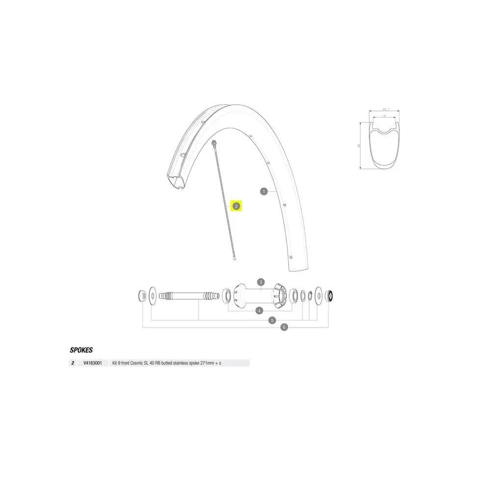 Rayons di bici Mavic Cosmic SL 40 RB 9 pezzi 2/2