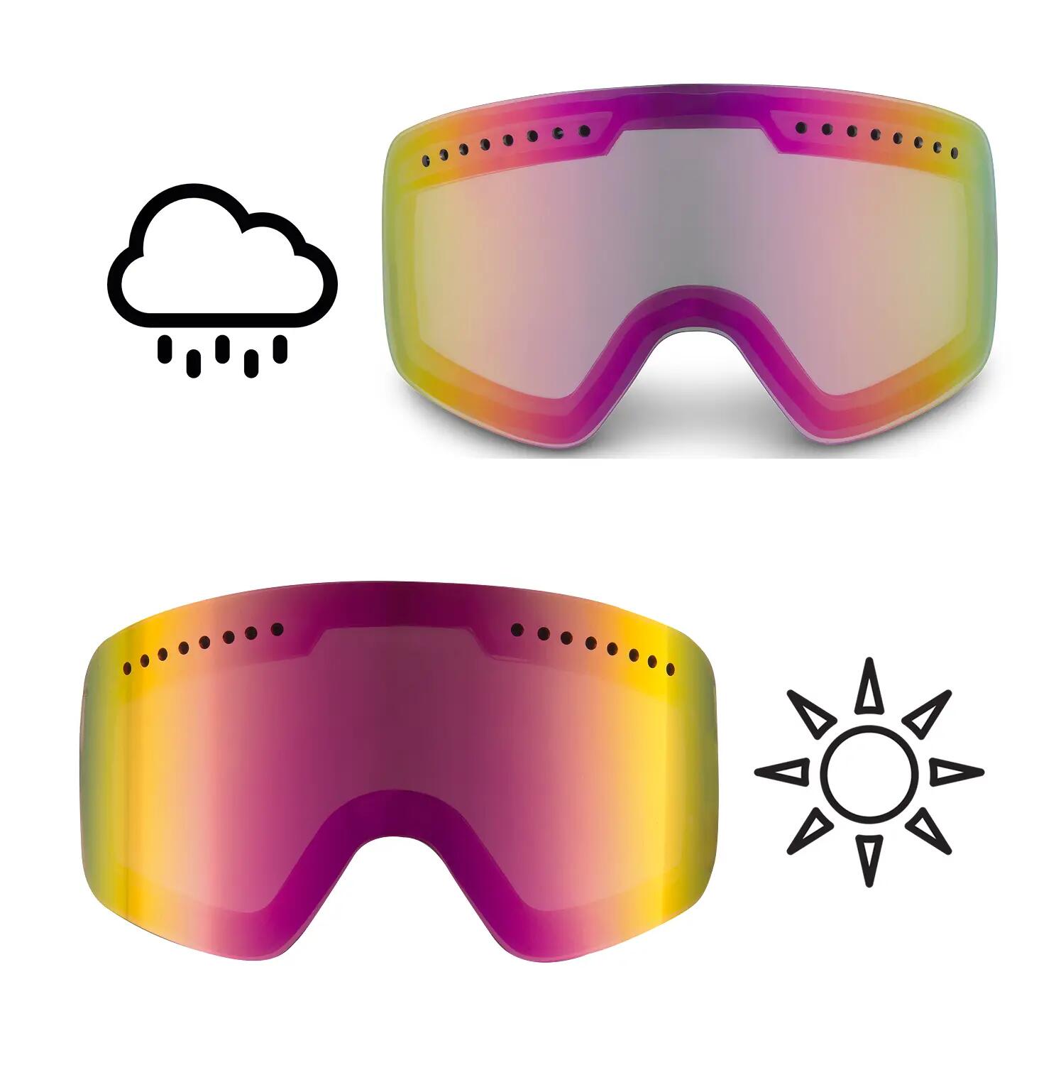 Lunettes de ski GO-OFF MAGNET à visière automatique - violet et or 2/7