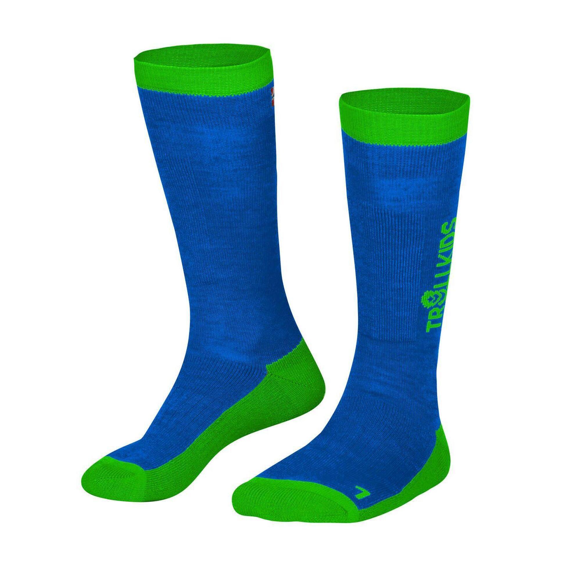 TROLLKIDS Kinder Ski Socken SKI SOCKS Mittelblau/Grün