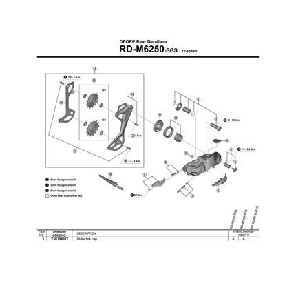 Capuchon de dérailleur Shimano RD-M9250 Gris