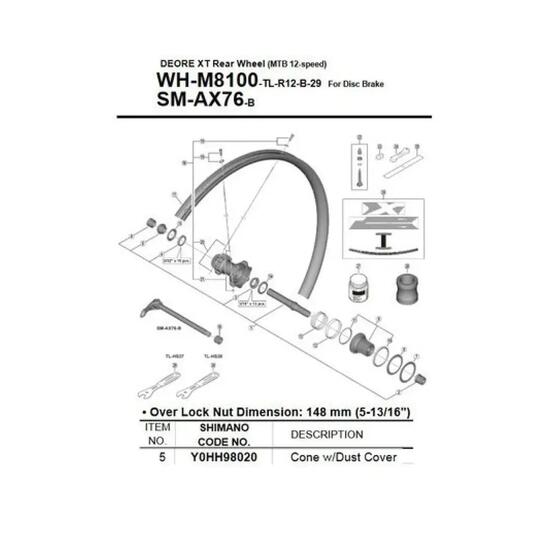 cono Shimano WH-M8100-B con coperchio antipolvere