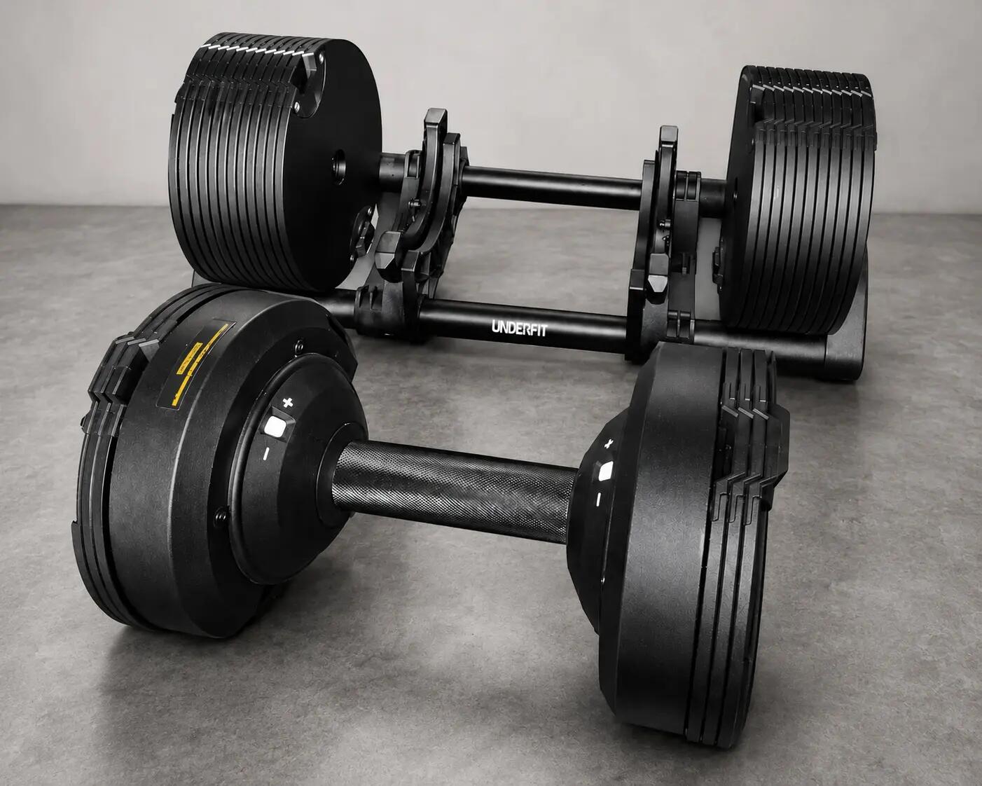 Zestaw hantli regulowanych 2x40 kg ze stojakiem regulacja 1 kg UNDERFIT 9/12