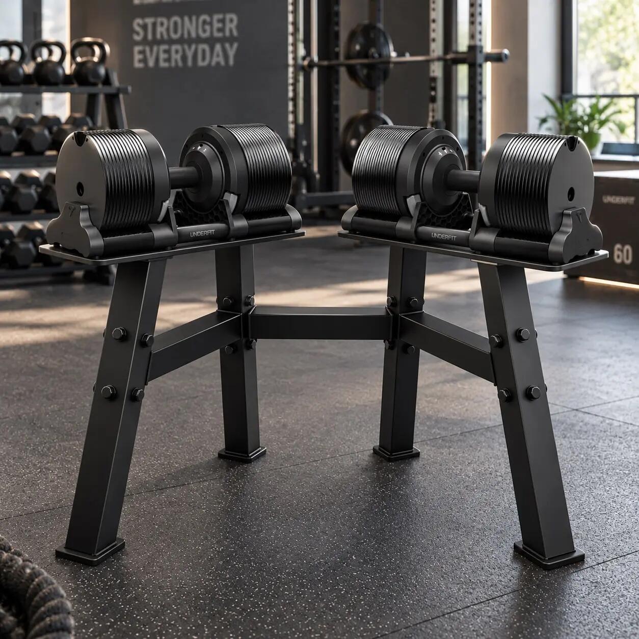 Zestaw hantli regulowanych 2x40 kg ze stojakiem regulacja 1 kg UNDERFIT 7/12