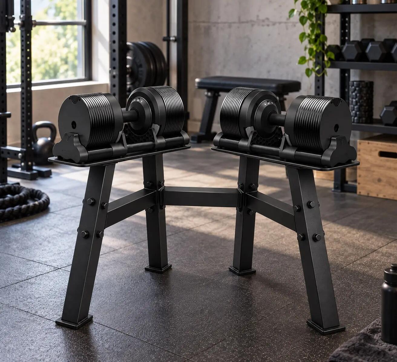 Zestaw hantli regulowanych 2x40 kg ze stojakiem regulacja 1 kg UNDERFIT 10/12