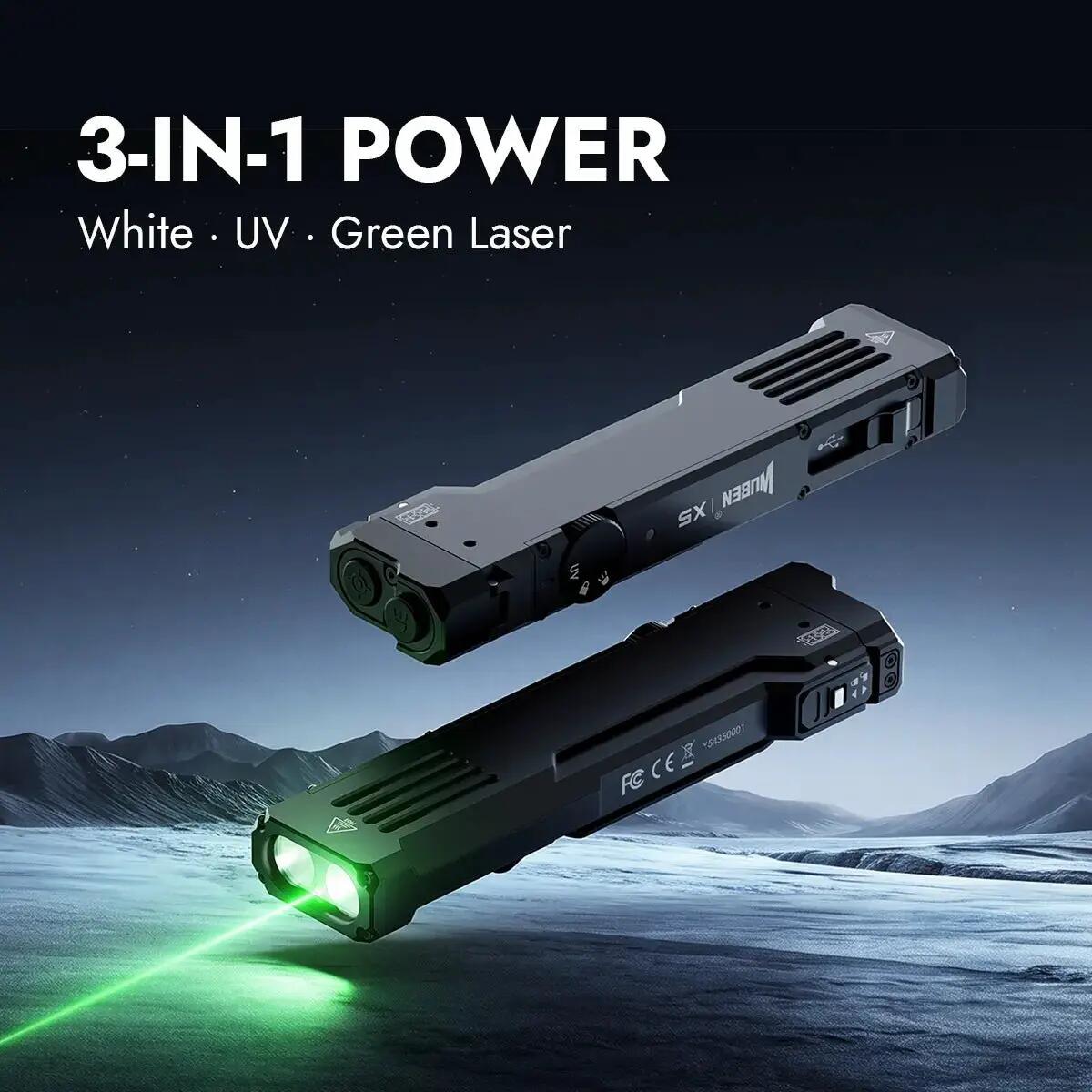 Wandern – Lampe mit Weißlicht, UV, Laser Klasse 1, Grau – WUBEN X5 5/14