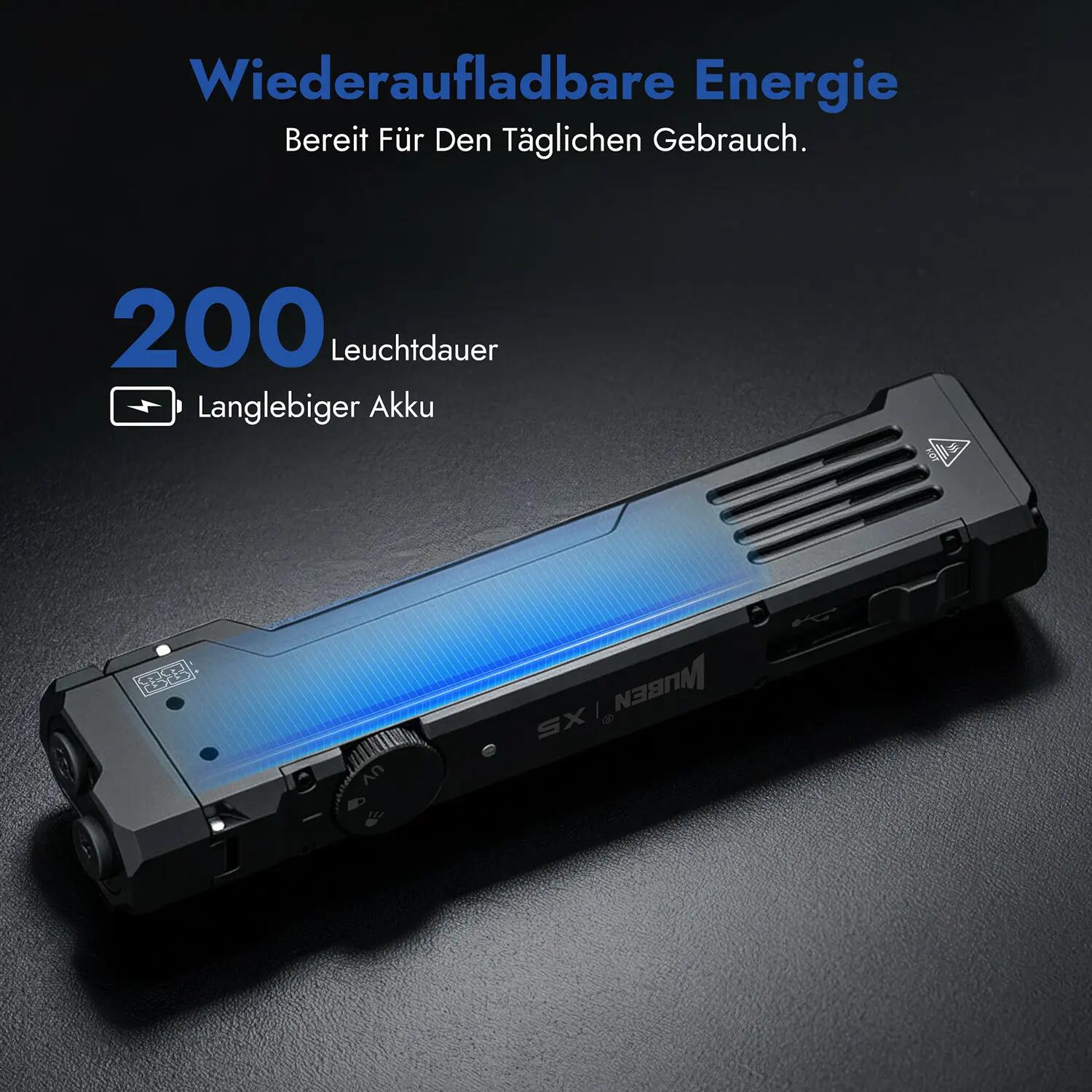 Wandern – Lampe mit Weißlicht, UV, Laser Klasse 1, Grau – WUBEN X5 13/14