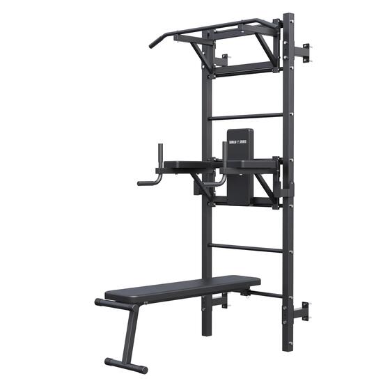 Sprossenwand mit Klimmzugstange, Dip Barren und Hantelbank, bis 200 kg