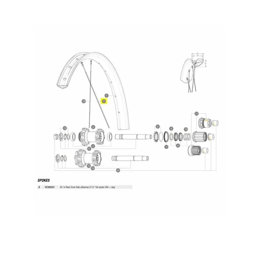 Kit de rayons Mavic 14 côté transmission arrière 2/7
