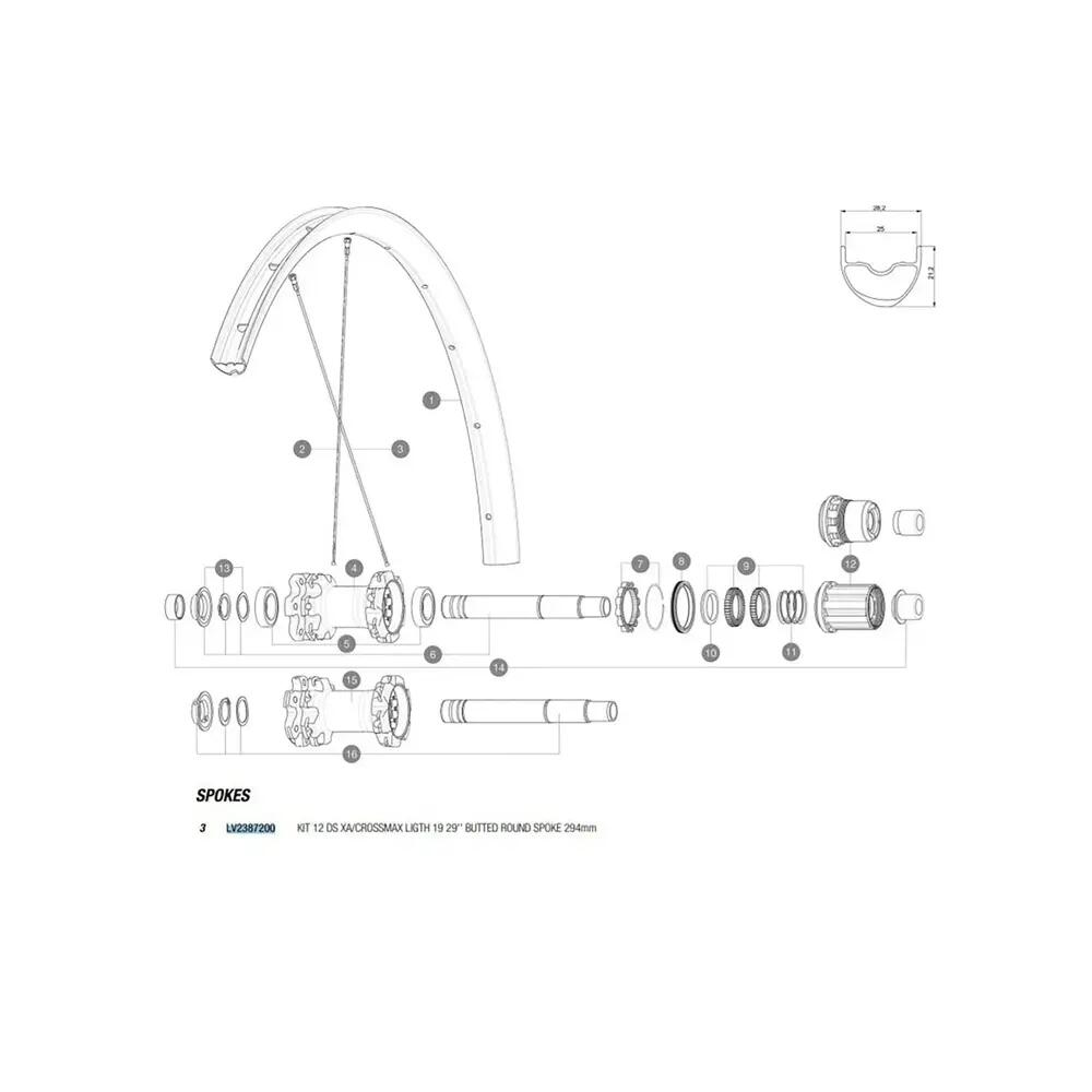 Kit de rayons Mavic XA/Crossmax Light Arrière Droit 2/2