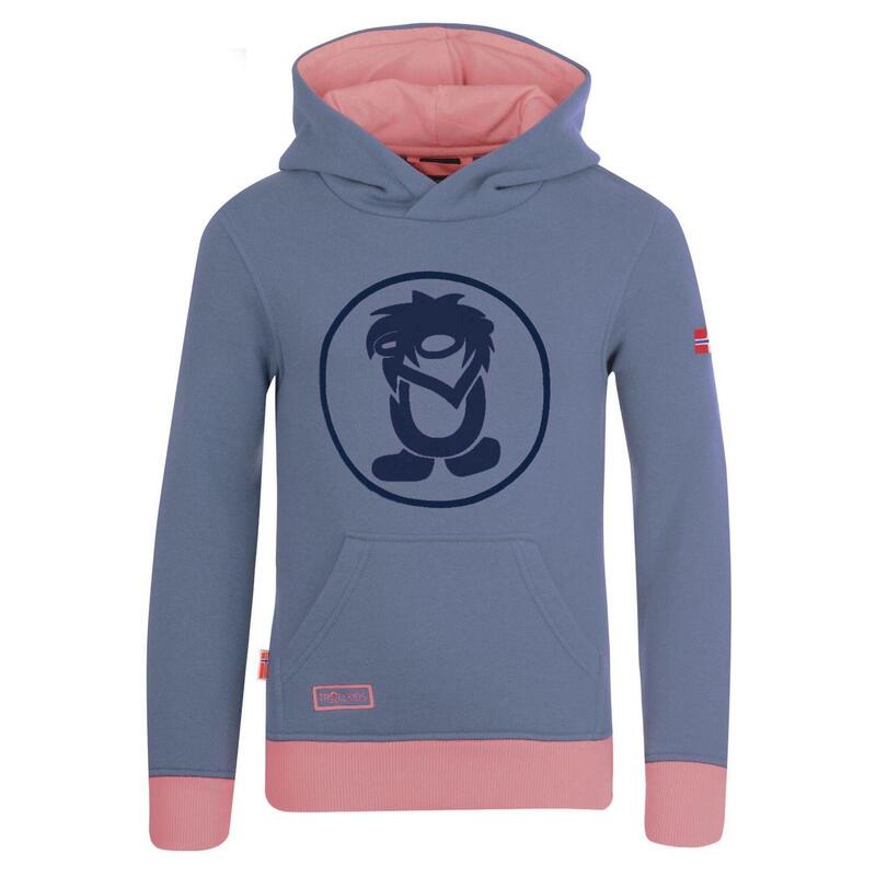 Sweat à capuche enfant Troll bleu poussière/rose antique