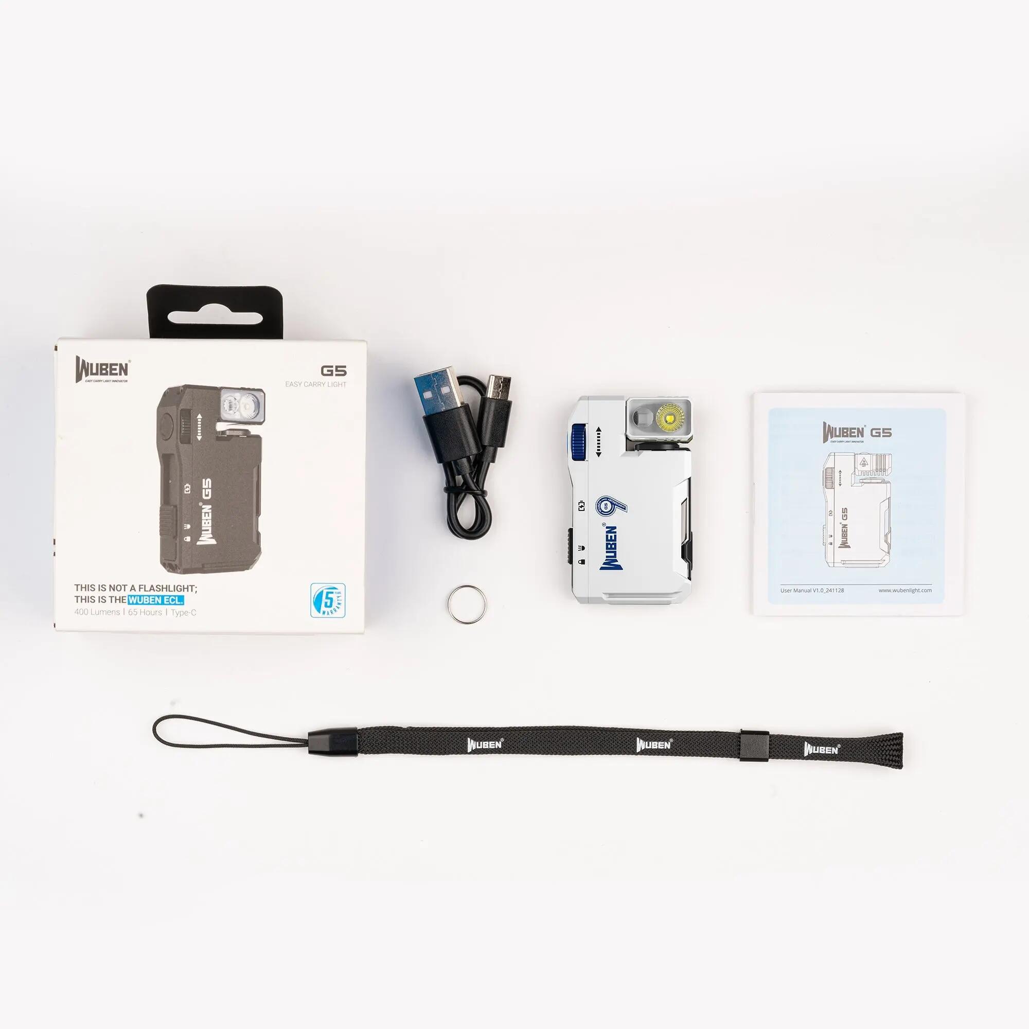 Wandern – Taschenlampe Weiß, RGB, USB-C, 400 lm – WUBEN G5 12/12