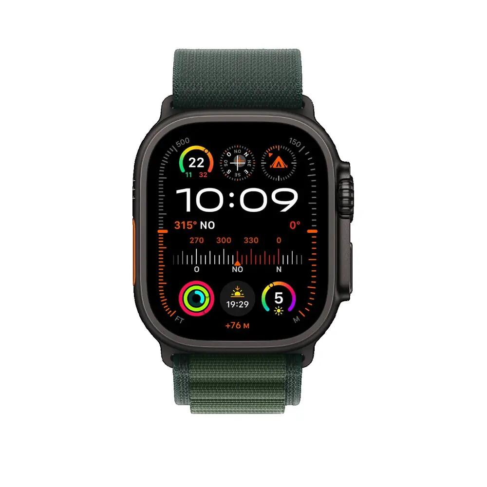 Apple Watch Ultra 2 Black titanium green alpine loop 2/3
