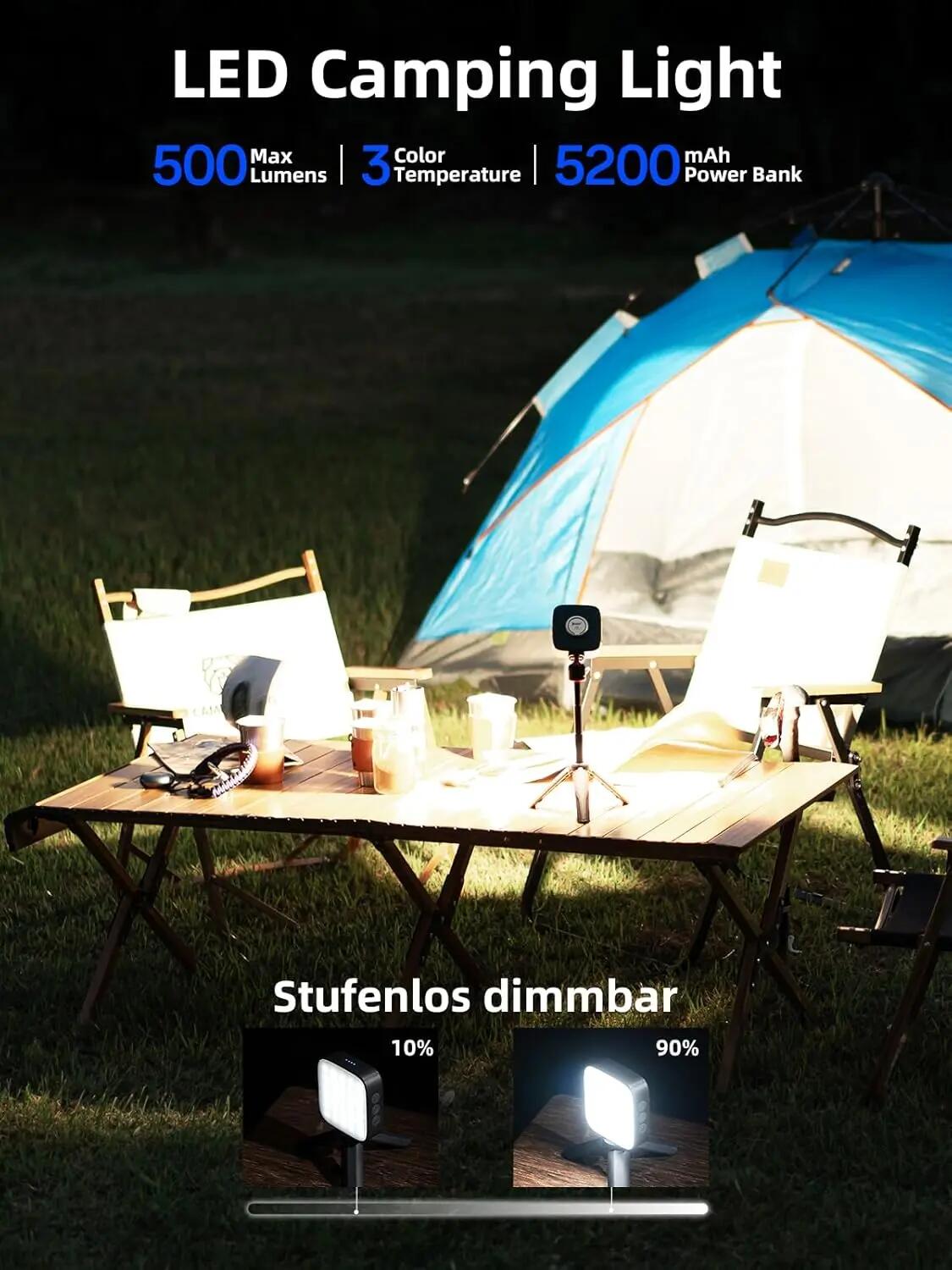 Wandern – Campinglampe Grau, 500 lm, Powerbank – WUBEN F5 5/10