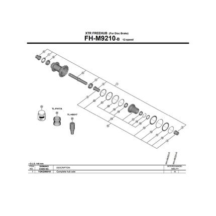 Oś piasty Shimano WH-M9220-TL-R12-B-29 Szary