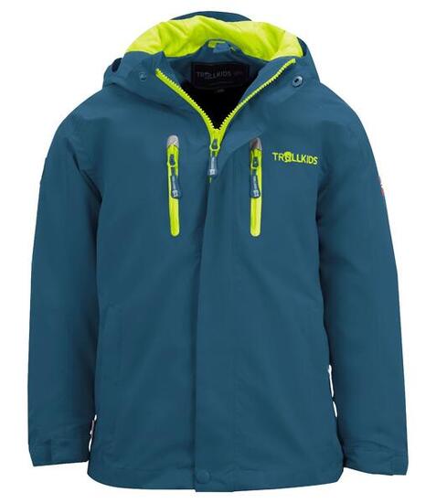 Kinder Regenjacke Sognefjord PRO Petrolgrün/Lime