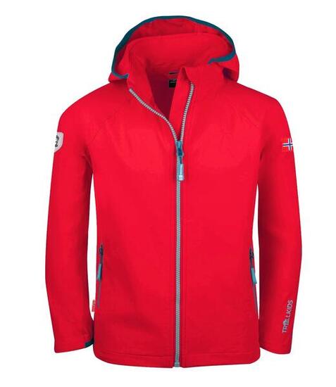 Veste softshell enfant Kvalvika rouge/bleu dauphin