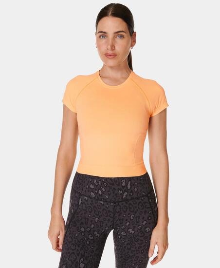 Sweaty Betty Athlete Crop Seamless Workout T-shirt T-shirt ORANJE XS