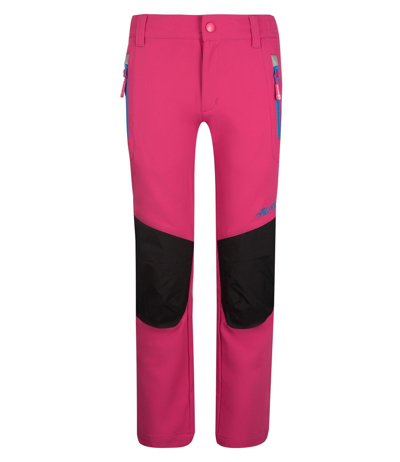TROLLKIDS Kinder Softshell Hose Lysefjord Wasserabweisend Magenta