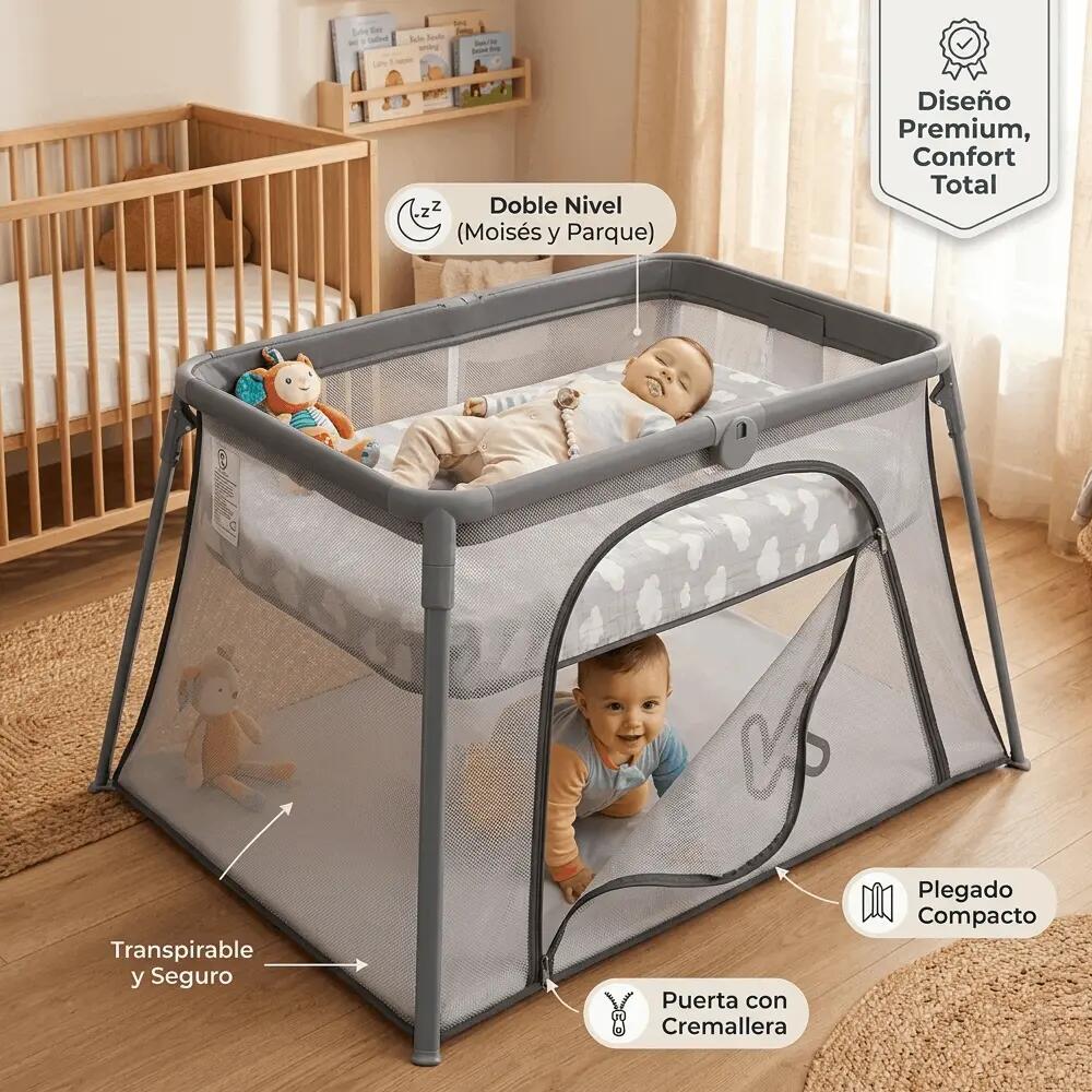 DEVESSPORT KOHALA BABY Parque Cuna de Viaje 2 en 1 | Recién Nacido hasta 3 Años 2/7