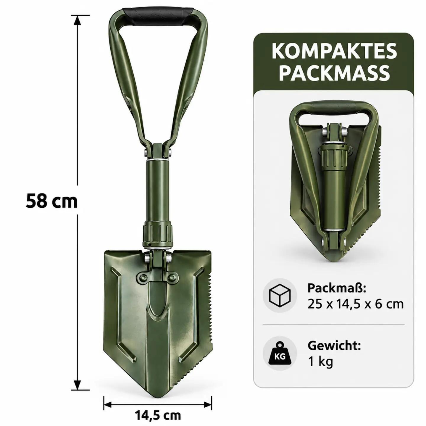 Klappspaten Spaten Schaufel Schippe für Camping Trekking Backpacking 3/5