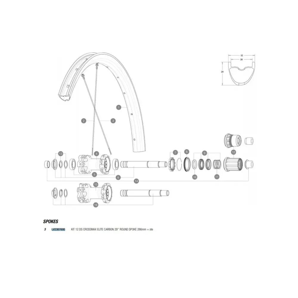 Kit de rayons MAVIC Crossmax Elite Carbon 29 Arrière Derecho 1/1