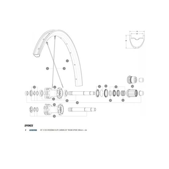Kit de rayons MAVIC Crossmax Elite Carbon 29 Arrière Derecho