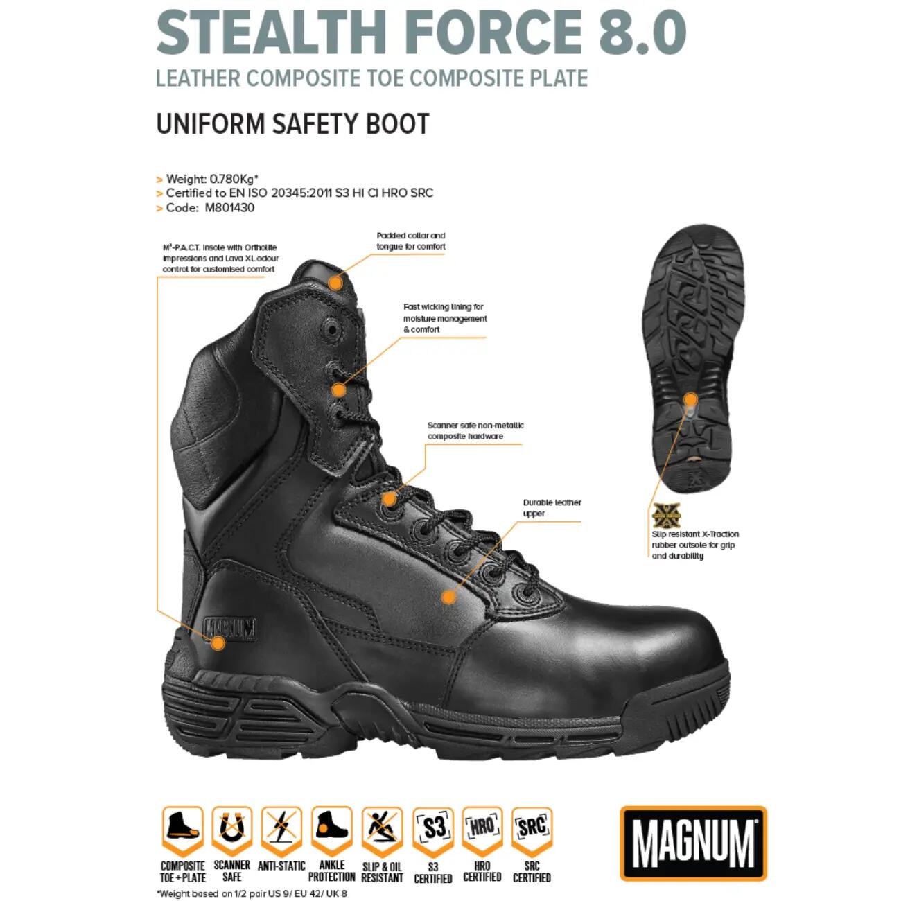 Magnum MAGNUM veiligheidsschoenen heren - Stealth Force 8.0 Leather Ct Cp  - 6/7