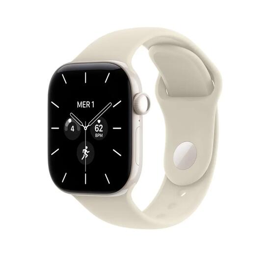Montre connectée Apple Series 12 céramique blanche bande sport sable