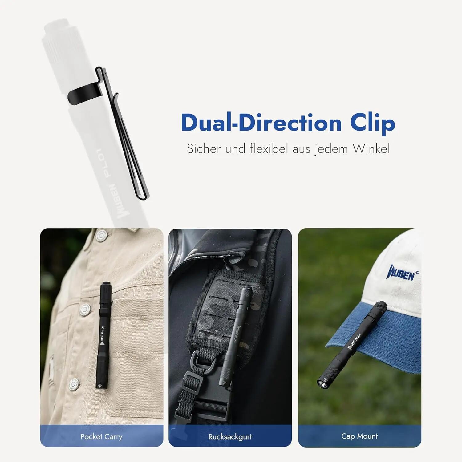 Wandern – Wiederaufladbare Stiftlampe, CRI > 90, Schwarz – WUBEN PL01 10/14