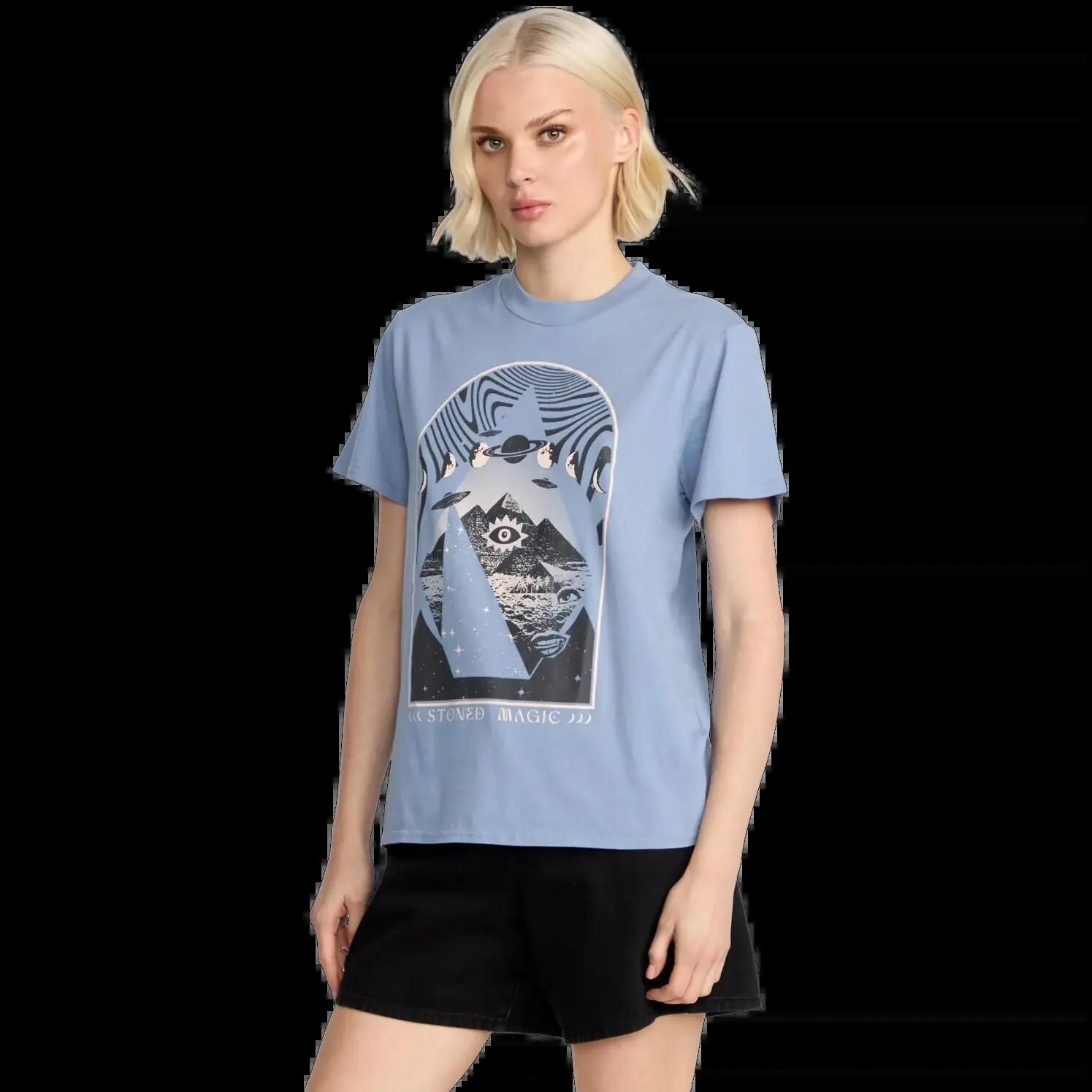 T-shirt Volcom Lock It Up Bleu Carolina et Noir Vintage 3/5