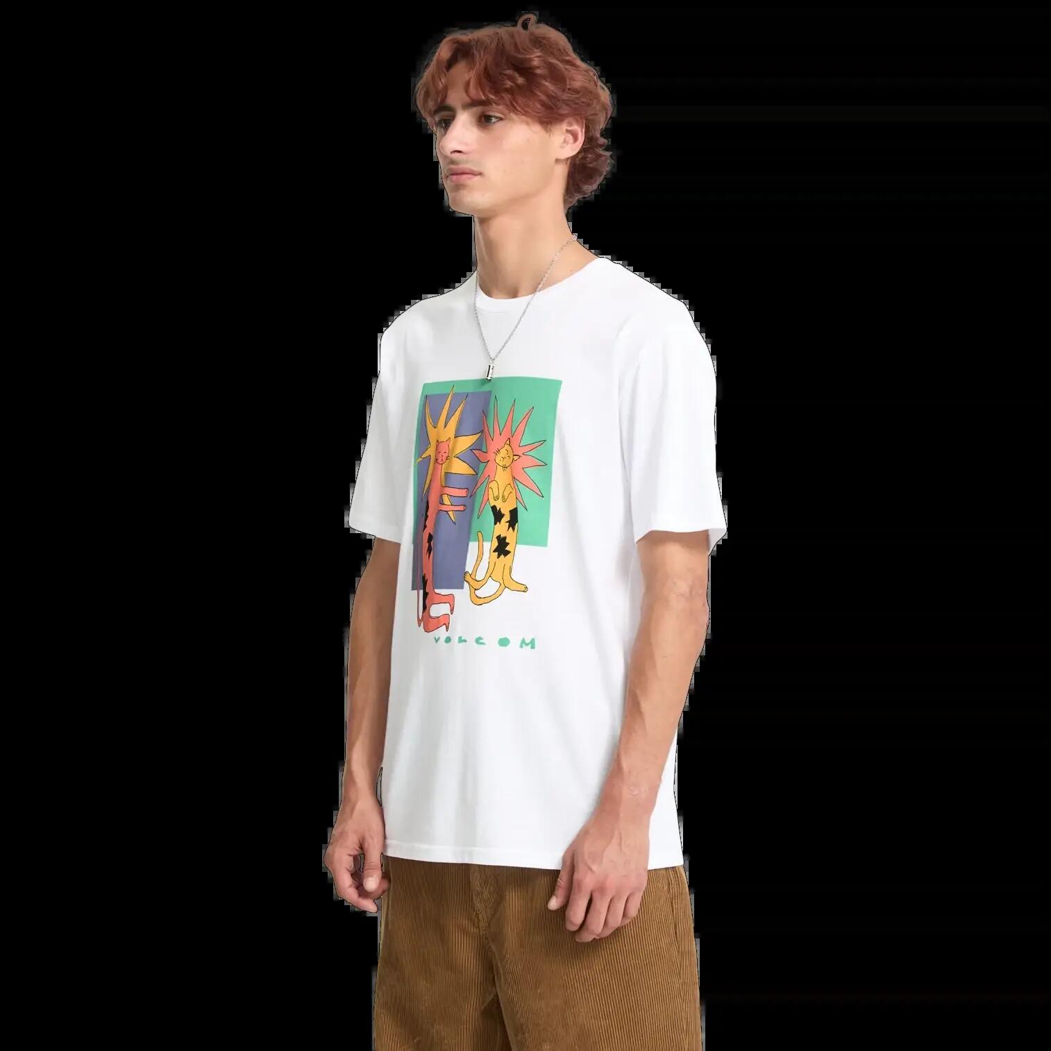 T-shirt Volcom Longo Cats Branco Preto 7/8