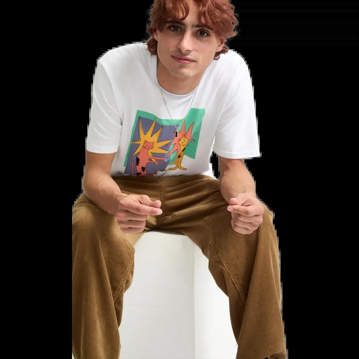 T-shirt Volcom Longo Cats Branco Preto 6/8