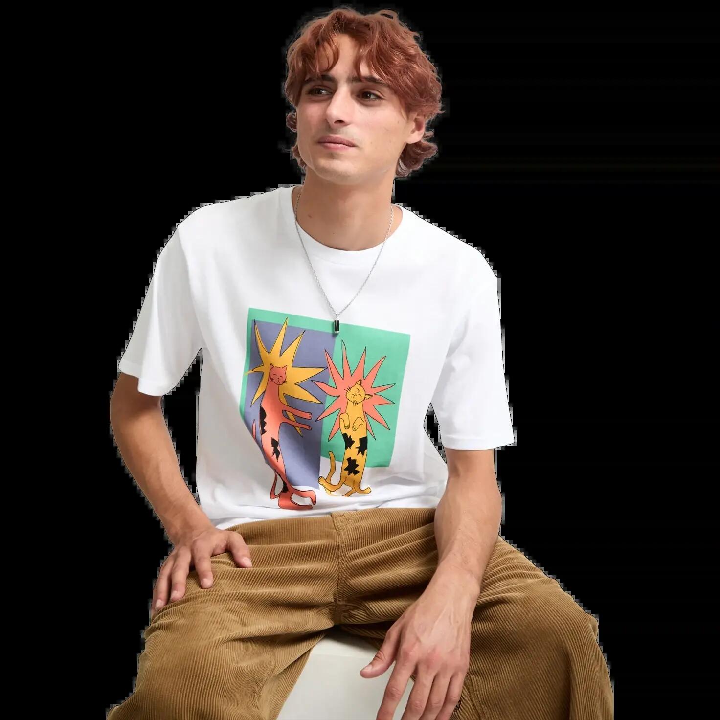T-shirt Volcom Longo Cats Branco Preto 5/8