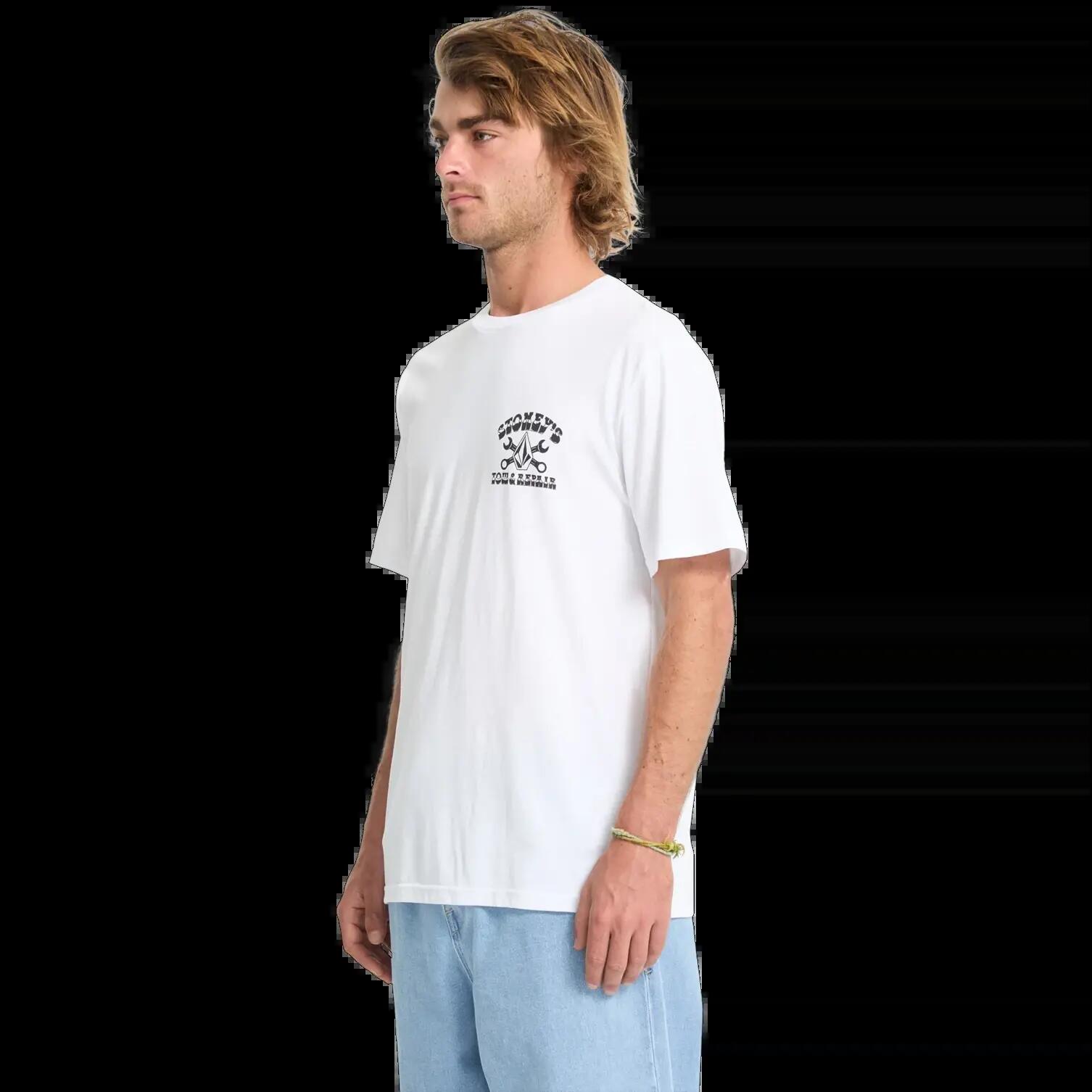 Camiseta Volcom Stoneys Blanco Negro 7/8