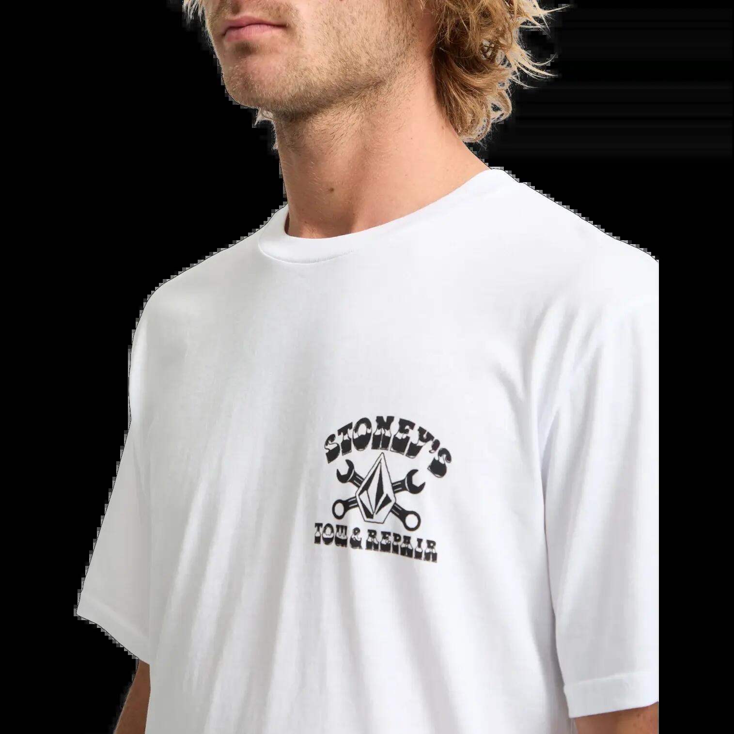 Camiseta Volcom Stoneys Blanco Negro 3/8