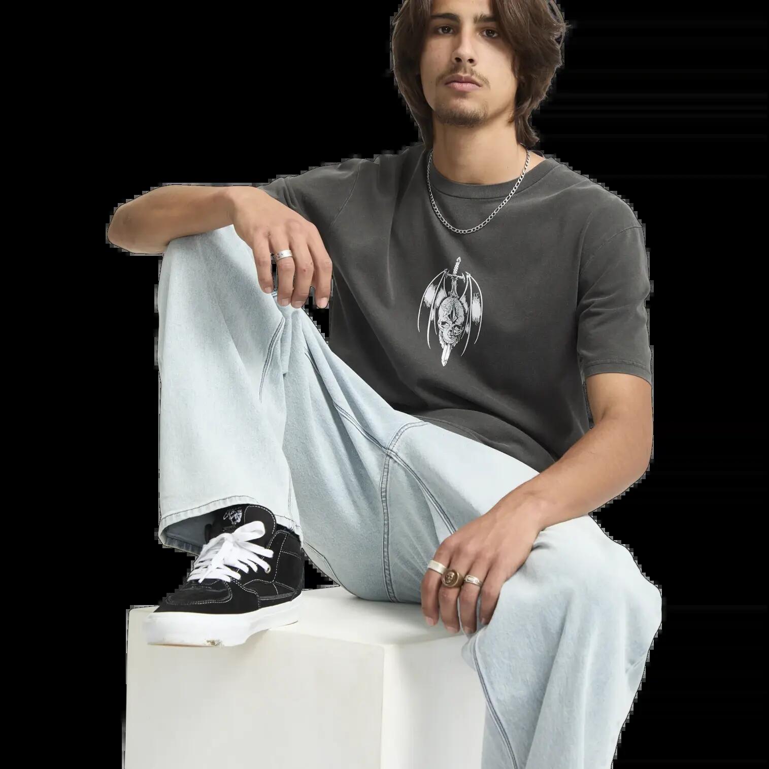 T-shirt Volcom Sworder Noir Violet Foncé 5/7