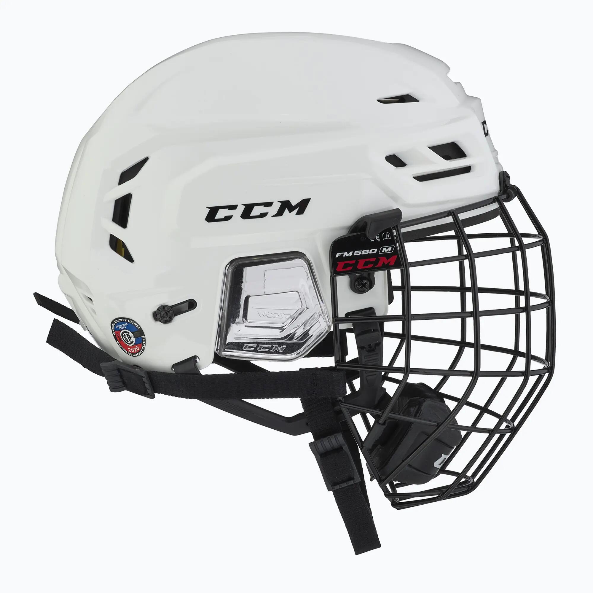 CCM Tacks 210 Senior cască de hochei cu grilă albă pentru adulți, combo 3/7