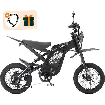 GT16 - Fatbike électrique compact - 16 pouces - 250W - 7 vitesses - Noir