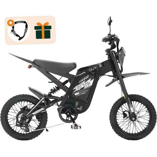 GT16 - Fatbike électrique compact - 16 pouces - 250W - 7 vitesses - Noir
