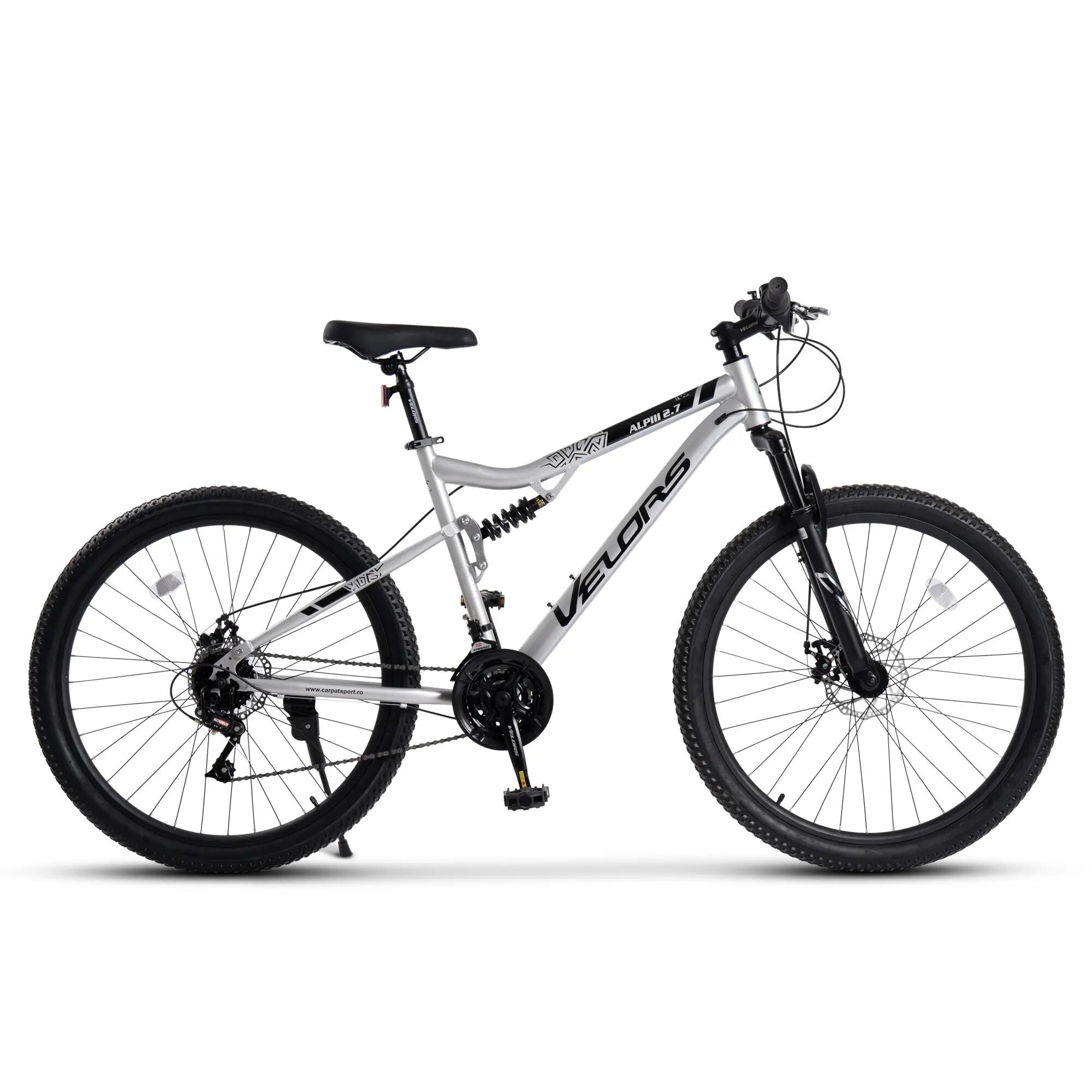 Bicicletă MTB cu suspensie integrala Trail 21v Argintiu/Negru
