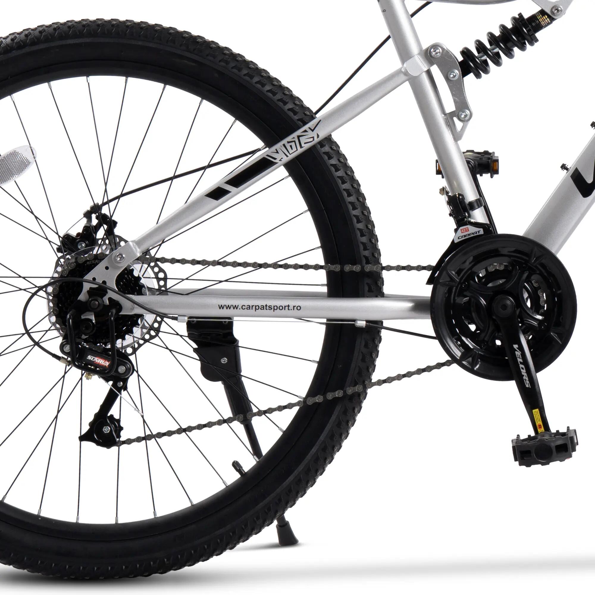 Bicicletă MTB cu suspensie integrala Trail 21v Argintiu/Negru 8/9