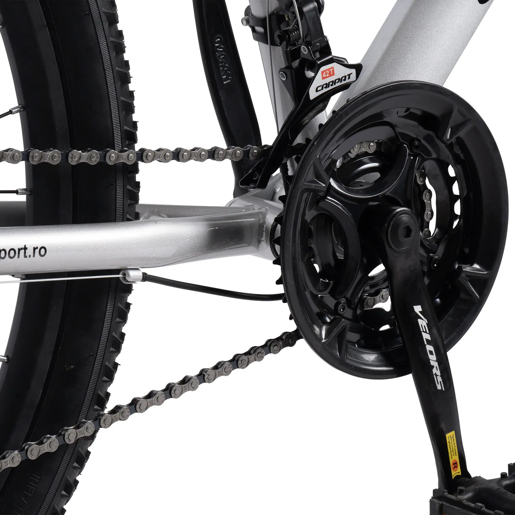 Bicicletă MTB cu suspensie integrala Trail 21v Argintiu/Negru 7/9