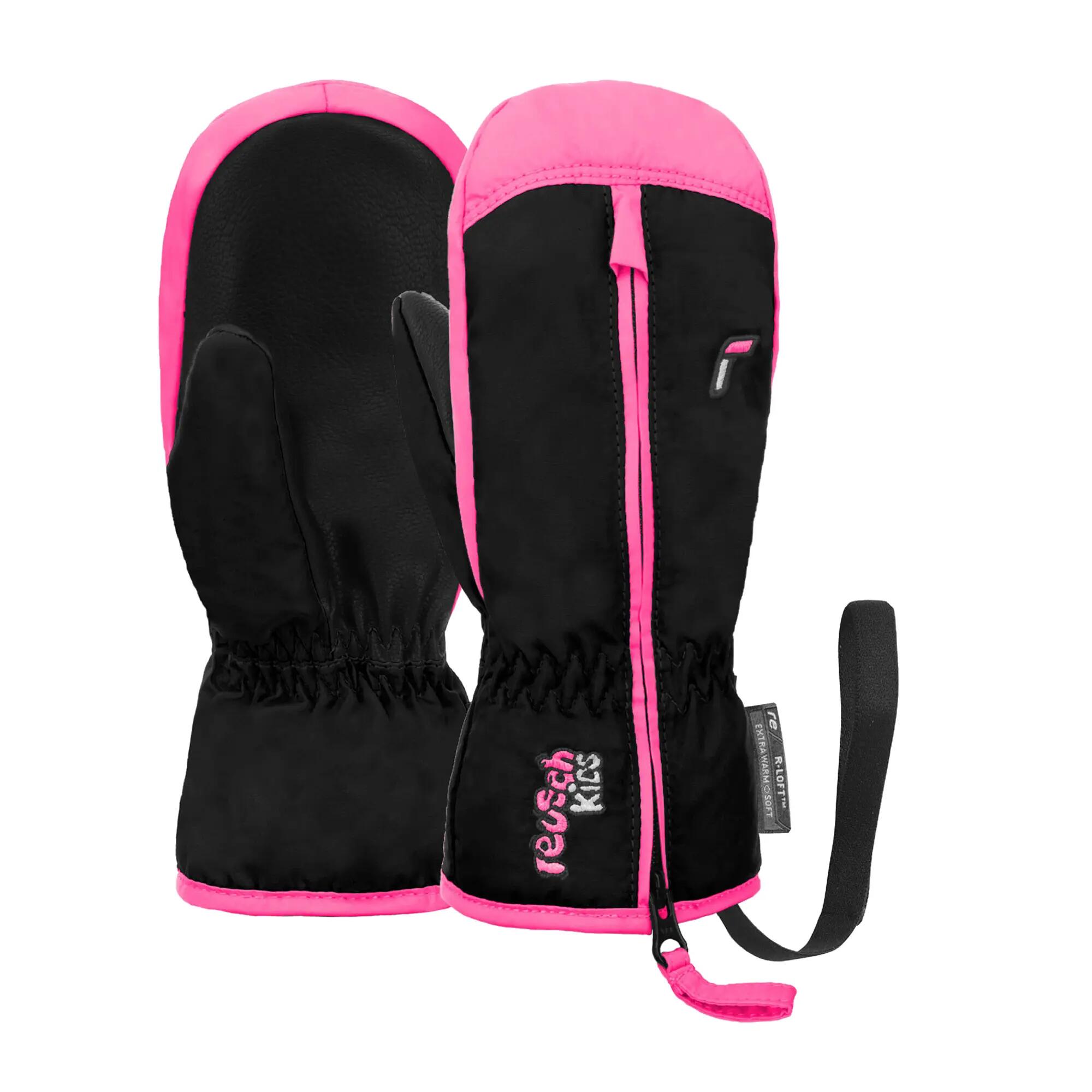 Bambini Guanti Da Sci Reusch Ben Nero Rosa 7/7